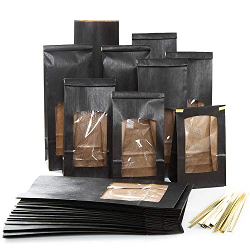 Logbuch-Verlag 50 Kekstüten schwarz innen foliert Keksbeutel schwarz Lebensmittel Plätzchen Gebäck Kekse Verpackung Weihnachten 10,5 x 6,5 x 31 cm von Logbuch-Verlag