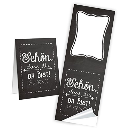 Logbuch-Verlag 50 SCHÖN DASS DU DA BIST schwarz weiß Aufkleber Banderole Sticker Etikett Gastgeschenk Verpackung give-away Fest Geburtstag Hochzeit 5 x 14,8 cm von Logbuch-Verlag