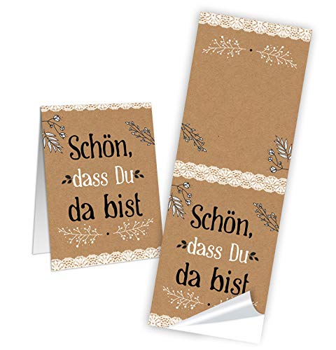 Logbuch-Verlag 50 Sticker Schön dass Du da bist Tischkarten basteln Hochzeit Geburtstag Feste schwarz weiß Kraftpapier Logbuch-Verlag 50 Sticker Schön dass Du da bist Tischkarten basteln Hochzeit Geburtstag Feste schwarz weiß Kraftpapier von Logbuch-Verlag