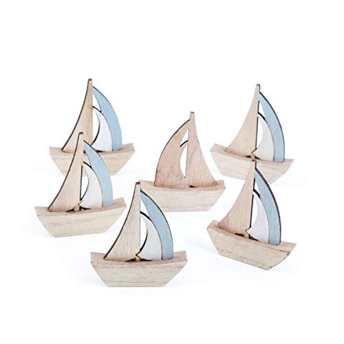 Logbuch-Verlag 6 kleine Segelboote Schiffe natur blau 8 cm aus Holz maritime Deko Boote Tischdeko Taufe Kommunion Logbuch-Verlag 6 kleine Segelboote Schiffe natur blau 8 cm aus Holz maritime Deko Boote Tischdeko Taufe Kommunion von Logbuch-Verlag