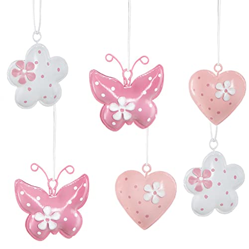 Logbuch-Verlag 6 rosa Geschenkanhänger Osteranhänger Herz Schmetterling Verpackung Geschenke Mädchen Hochzeit 4 cm von Logbuch-Verlag