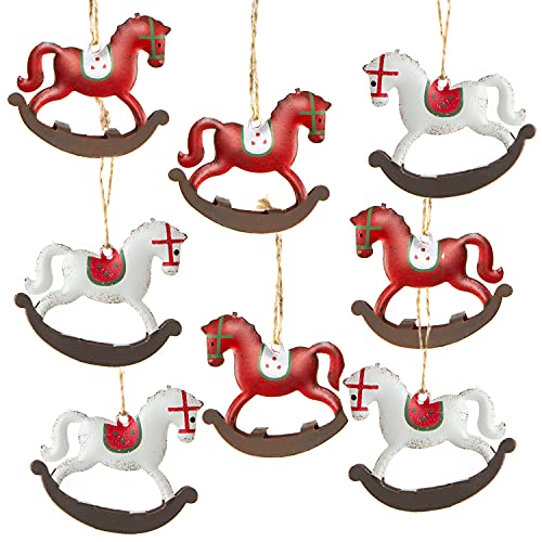 Logbuch-Verlag 8 kleine Schaukelpferd Weihnachtsanhänger Baumschmuck aus Metall 7,5 rot weiße Pferdchen zeitlos rustikal Logbuch-Verlag 8 kleine Schaukelpferd Weihnachtsanhänger Baumschmuck aus Metall 7,5 rot weiße Pferdchen zeitlos rustikal von Logbuch-Verlag