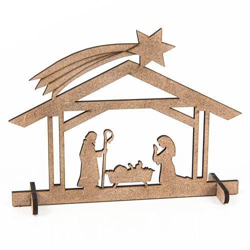 Logbuch-Verlag 9 Krippen Miniaturen Holz Tischkrippe kleine Krippenfiguren zum Verschenken Holzkrippe Geschenk Weihnachten von Logbuch-Verlag