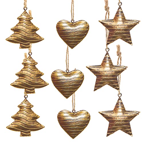 Logbuch-Verlag 9 Weihnachtsanhänger aus Metall Gold Bronze Stern Herz Baum 5 cm Baumanhänger Baumschmuck Weihnachten Deko Logbuch-Verlag 9 Weihnachtsanhänger aus Metall Gold Bronze Stern Herz Baum 5 cm Baumanhänger Baumschmuck Weihnachten Deko von Logbuch-Verlag