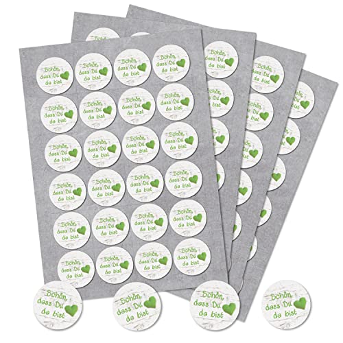 Logbuch-Verlag 96 Aufkleber SCHÖN DASS DU DA BIST grün weiß mit Herz - rund ∅ 4 cm - Geschenkaufkleber Gastgeschenke Hochzeit Taufe Kommunion Logbuch-Verlag 96 Aufkleber SCHÖN DASS DU DA BIST grün weiß mit Herz - rund ∅ 4 cm - Geschenkaufkleber Gastgeschenke Hochzeit Taufe Kommunion von Logbuch-Verlag