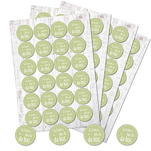 Logbuch-Verlag 96 Schön dass du da bist Aufkleber Hochzeit Taufe Geburtstag Ø 4 cm Sticker Etiketten grün mit Text Logbuch-Verlag 96 Schön dass du da bist Aufkleber Hochzeit Taufe Geburtstag Ø 4 cm Sticker Etiketten grün mit Text von Logbuch-Verlag