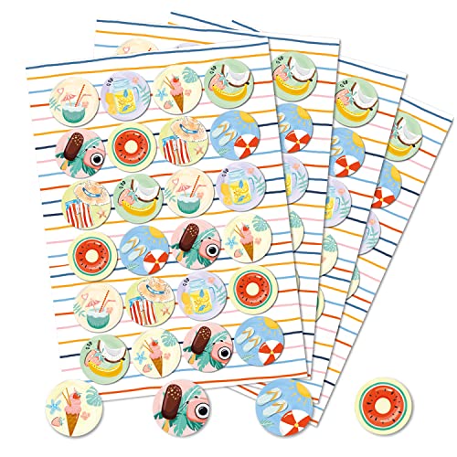Logbuch-Verlag 96 Sticker Kindergeburtstag basteln Mitgebsel Geschenk sommerliche Aufkleber rund 4 cm Scrapbook Fotoalbum von Logbuch-Verlag