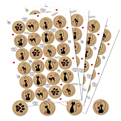 Logbuch-Verlag 96 runde Katzen Aufkleber Tiersticker Tiere Kindersticker Katzenhilfe Tierarzt Sticker 4 cm schwarz rot Kraftpapier von Logbuch-Verlag