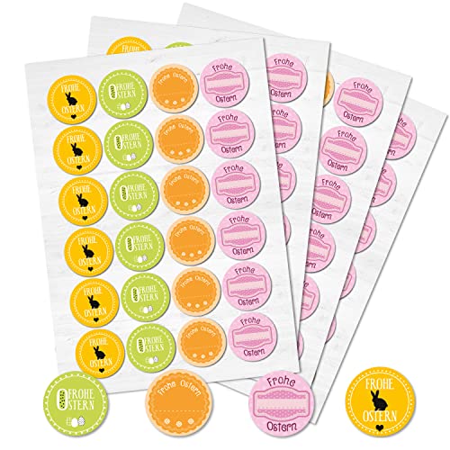 Logbuch-Verlag 96 runde Osteraufkleber Frohe Ostern Sticker Geschenkaufkleber Deko Verpackung Namensaufkleber von Logbuch-Verlag