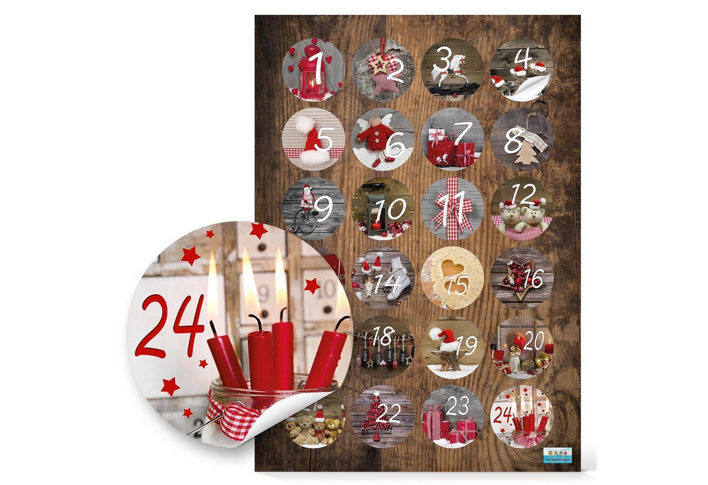 Logbuch-Verlag Adventskalender Adventskalenderzahlen Aufkleber 1 - 24 Zahlenaufkleber Ø 4 cm Logbuch-Verlag Adventskalender Adventskalenderzahlen Aufkleber 1 - 24 Zahlenaufkleber Ø 4 cm von Logbuch-Verlag