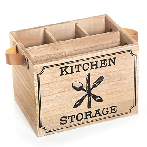 Logbuch-Verlag Besteckkasten aus Holz Besteckbox Besteckkiste Holzkiste für Besteck KITCHEN STORAGE braun natur Küchen Deko von Logbuch-Verlag