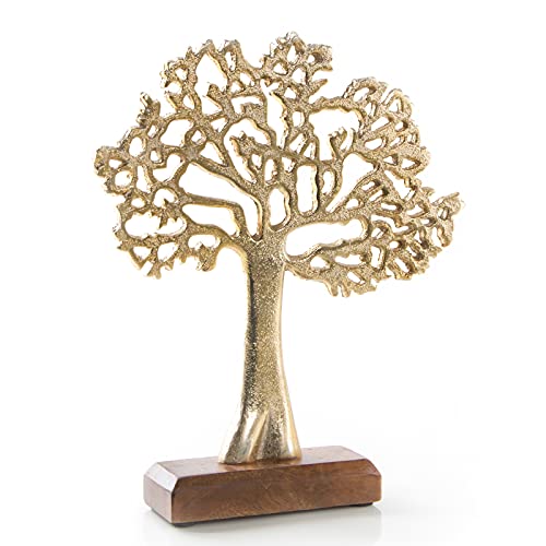 Logbuch-Verlag Baum Deko Figur aus Metall Lebensbaum Gold zum Hinstellen Schmuckbaum Geschenk 27 cm von Logbuch-Verlag