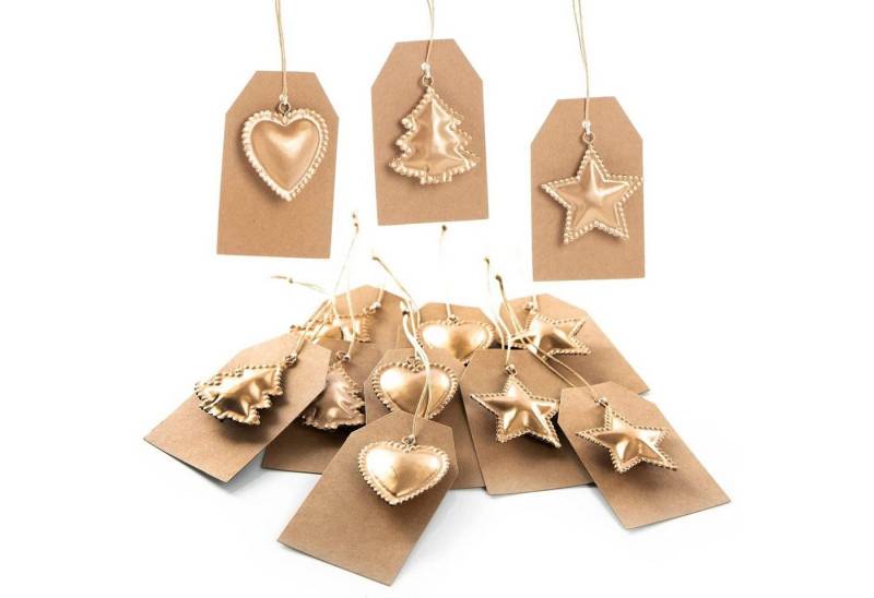 Logbuch-Verlag Dekofigur 12 Kraftpapieretiketten mit Metallanhänger Herz Stern Baum braun gold Logbuch-Verlag Dekofigur 12 Kraftpapieretiketten mit Metallanhänger Herz Stern Baum braun gold von Logbuch-Verlag