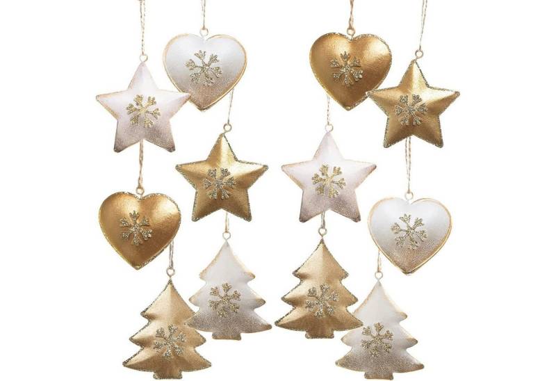 Logbuch-Verlag Dekofigur 12 Weihnachtsbaumanhänger Sterne, Herzen und Bäume aus Metall Logbuch-Verlag Dekofigur 12 Weihnachtsbaumanhänger Sterne, Herzen und Bäume aus Metall von Logbuch-Verlag