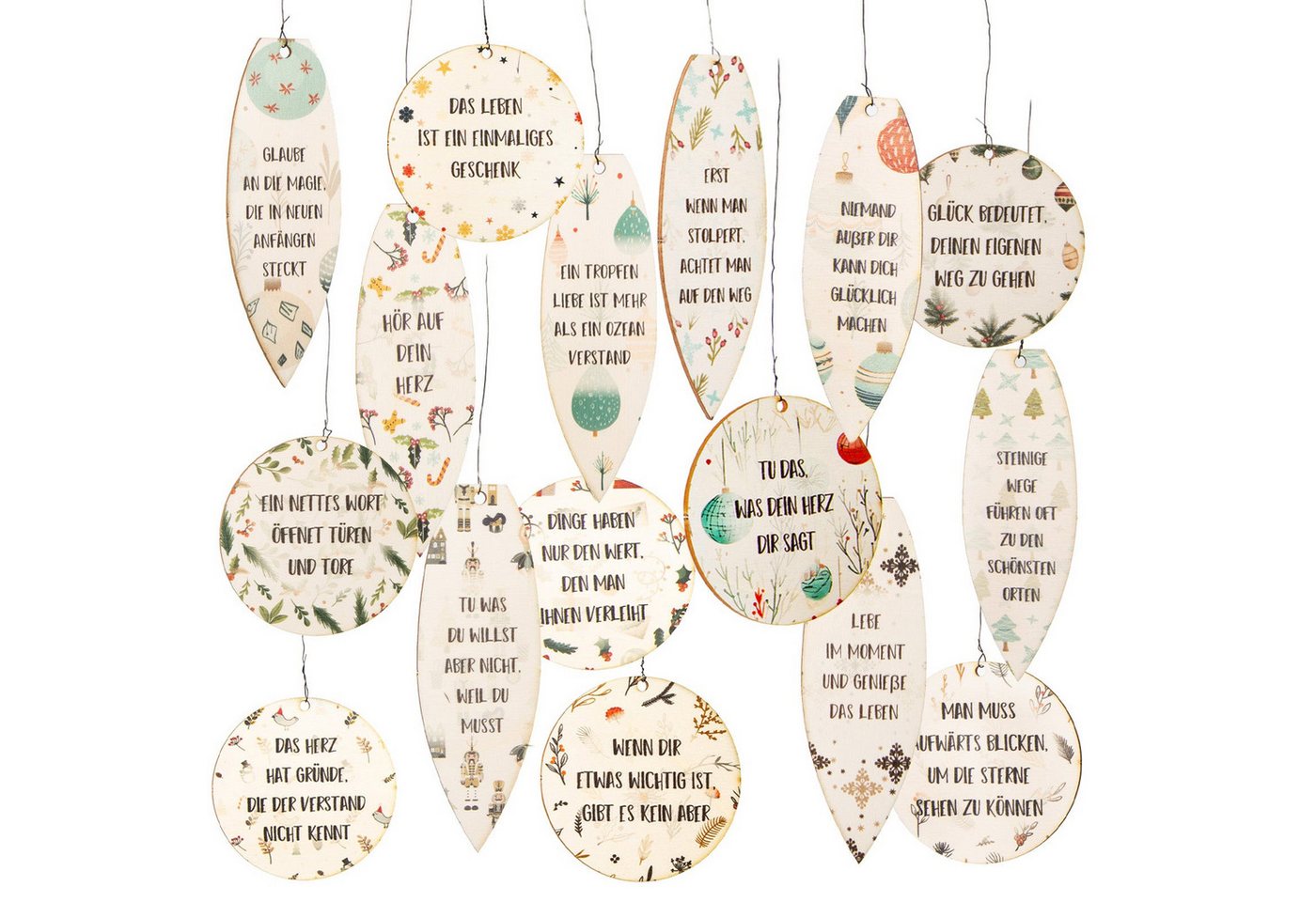 Logbuch-Verlag Baumbehang 16 Weihnachtsanhänger aus Holz – Kugeln & Zapfen mit Sprüchen, 8–12 cm Logbuch-Verlag Baumbehang 16 Weihnachtsanhänger aus Holz – Kugeln & Zapfen mit Sprüchen, 8–12 cm von Logbuch-Verlag