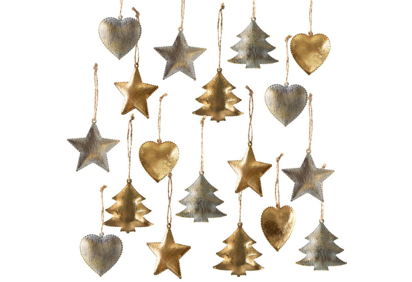 Logbuch-Verlag Dekofigur 18 Metall Weihnachtsanhänger in Vintage Gold, ca. 5 cm, mit Juteschnur von Logbuch-Verlag