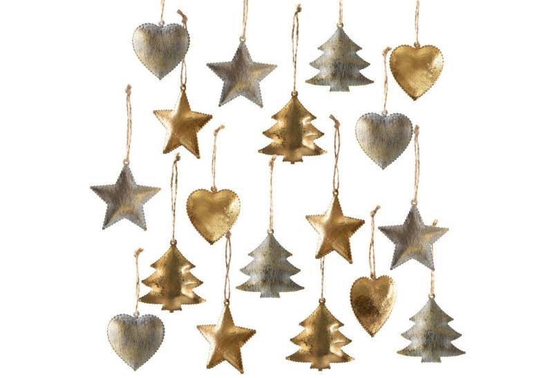 Logbuch-Verlag Dekofigur 18 Metall Weihnachtsanhänger in Vintage Gold, ca. 5 cm, mit Juteschnur von Logbuch-Verlag