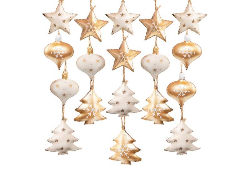 Logbuch-Verlag Baumbehang 18 Metallanhänger als Weihnachtsbaumschmuck - gold weiß von Logbuch-Verlag