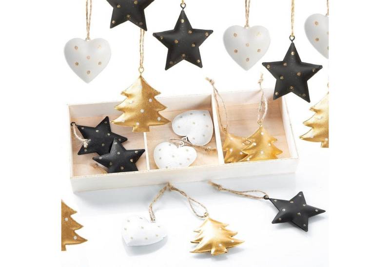 Logbuch-Verlag Baumbehang 18 Weihnachtsanhänger - 5 cm aus Metall (18 St), mit hübschen Punkten und Jute Schnur von Logbuch-Verlag