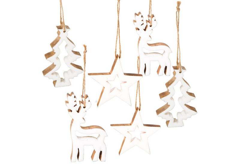 Logbuch-Verlag Baumbehang 6 Christbaumanhänger aus Holz - Hirsch Tanne Stern 12 cm weiß braun Logbuch-Verlag Baumbehang 6 Christbaumanhänger aus Holz - Hirsch Tanne Stern 12 cm weiß braun von Logbuch-Verlag