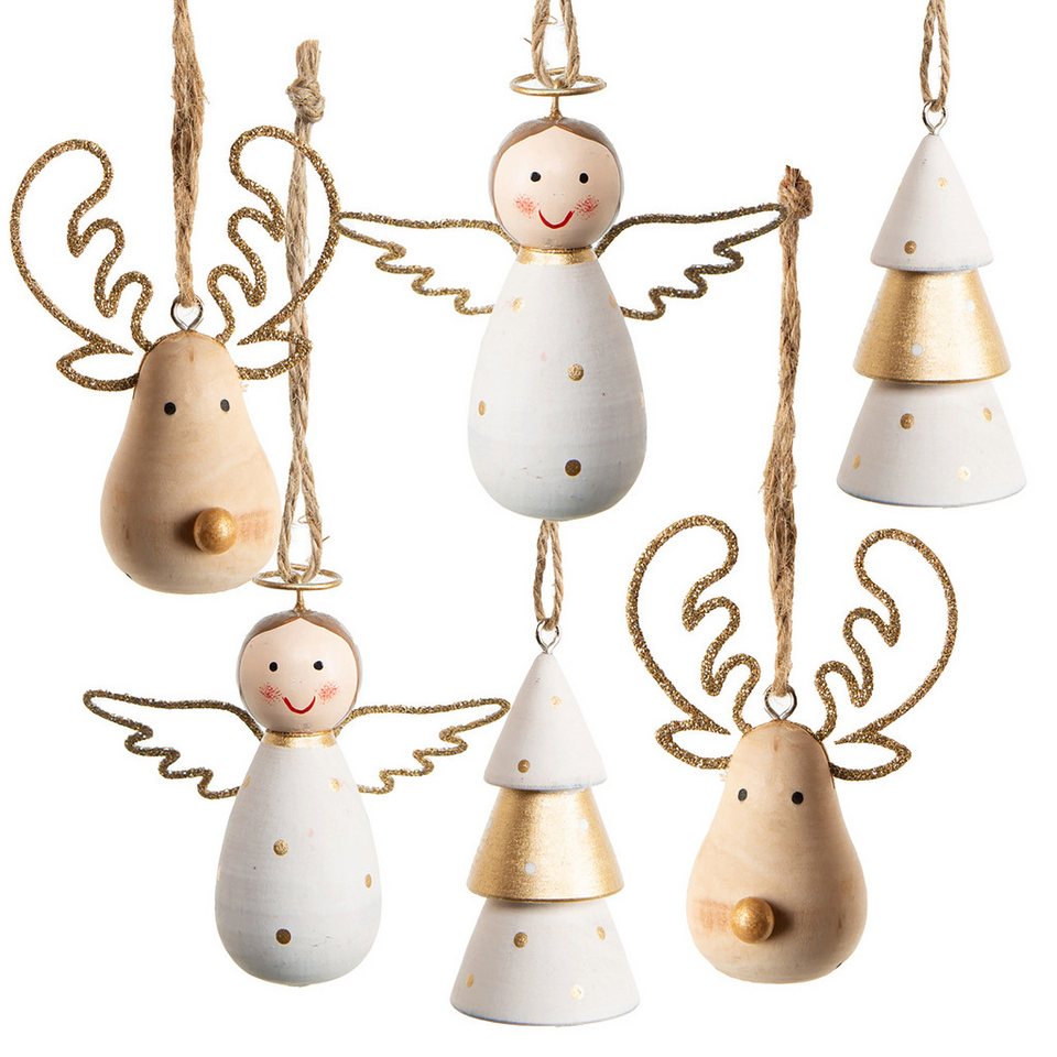 Logbuch-Verlag Baumbehang 6 Holz Weihnachtsbaumanhänger Engel Baum Rentier 8 cm Gold Logbuch-Verlag Baumbehang 6 Holz Weihnachtsbaumanhänger Engel Baum Rentier 8 cm Gold von Logbuch-Verlag