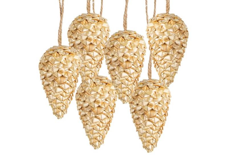 Logbuch-Verlag Dekofigur 6 Tannenzapfen naturfarben aus Gras - Weihnachtsbaumschmuck Natur 9 cm Logbuch-Verlag Dekofigur 6 Tannenzapfen naturfarben aus Gras - Weihnachtsbaumschmuck Natur 9 cm von Logbuch-Verlag