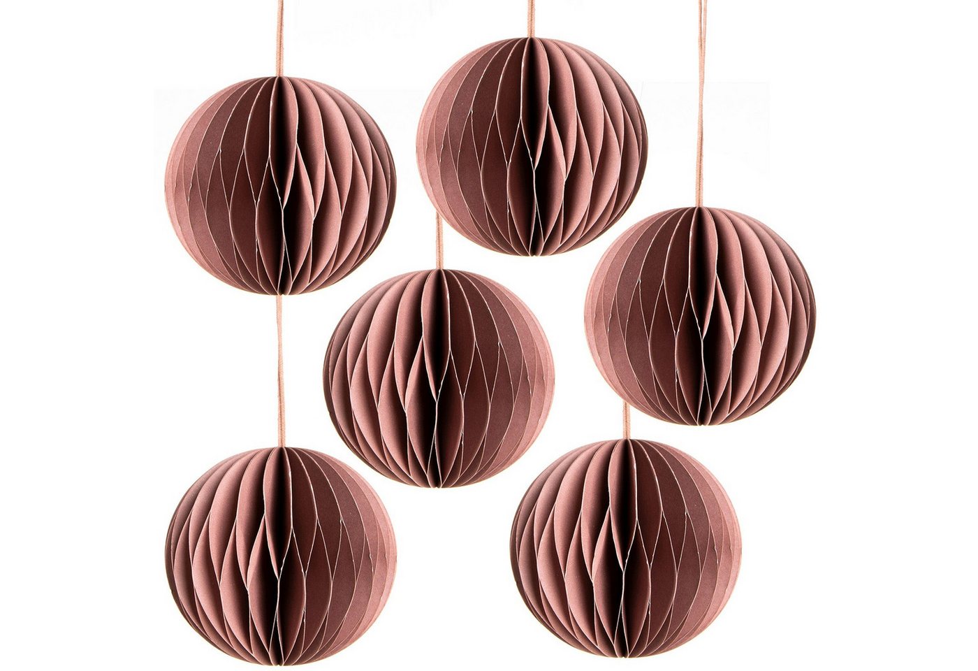 Logbuch-Verlag Dekofigur 6 Weihnachtskugeln Honeycomb altrosa Papier Kugeln Ø 8 cm von Logbuch-Verlag