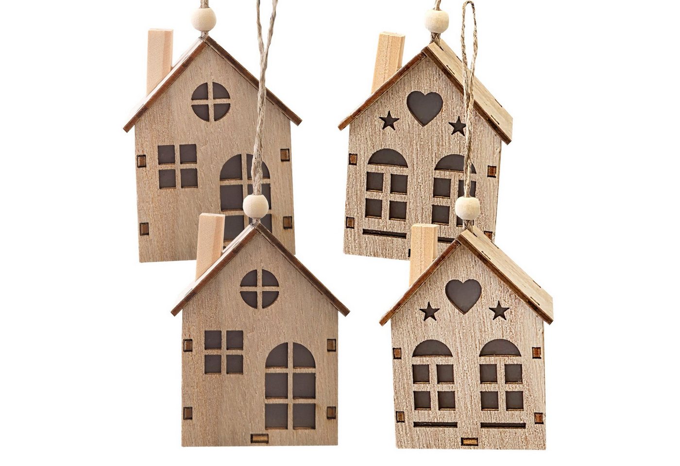 Logbuch-Verlag Dekofigur Deko-Häuschen Holz natur 4er Set 8 cm zum Aufhängen – Ganzjahresdeko & Logbuch-Verlag Dekofigur Deko-Häuschen Holz natur 4er Set 8 cm zum Aufhängen – Ganzjahresdeko & von Logbuch-Verlag