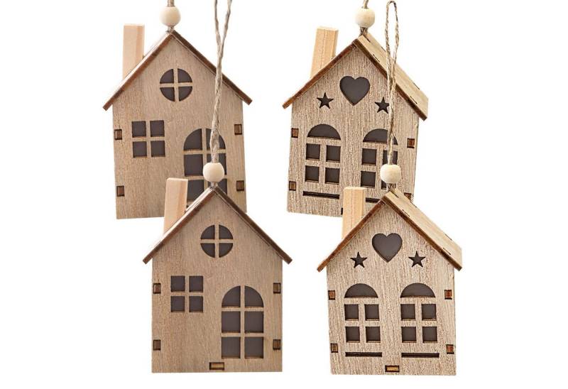 Logbuch-Verlag Dekofigur Deko-Häuschen Holz natur 4er Set 8 cm zum Aufhängen – Ganzjahresdeko & Logbuch-Verlag Dekofigur Deko-Häuschen Holz natur 4er Set 8 cm zum Aufhängen – Ganzjahresdeko & von Logbuch-Verlag
