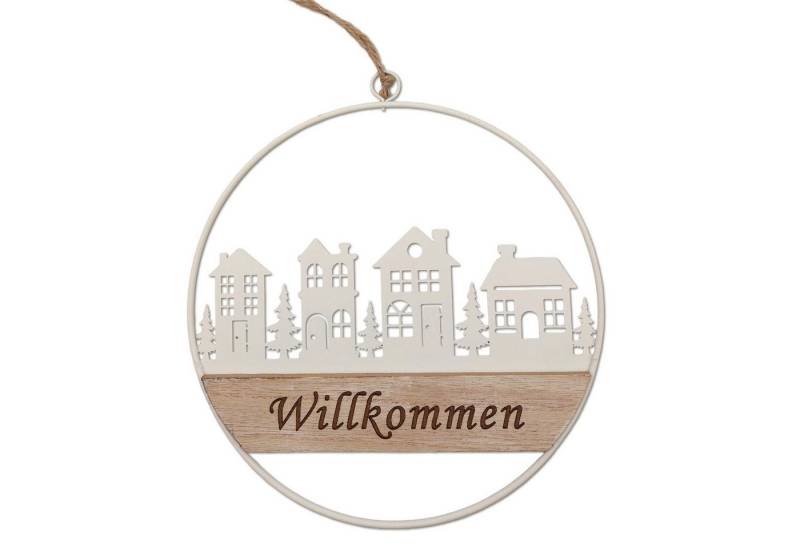 Logbuch-Verlag Dekofigur Türkranz Willkommen 20 cm rund aus Metall & Holz Weihnachtsdeko zum von Logbuch-Verlag