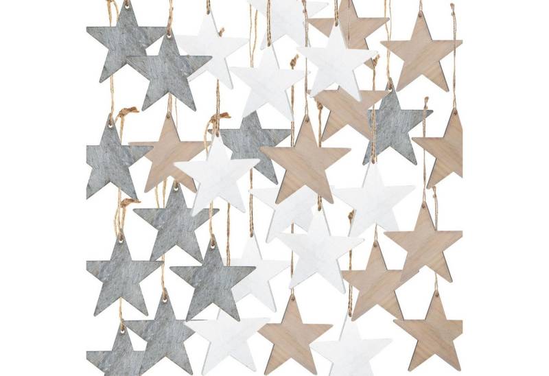 Logbuch-Verlag Dekofigur Weihnachtsanhänger Set: 30 Holzsterne 7 cm grau + weiß + braun Logbuch-Verlag Dekofigur Weihnachtsanhänger Set: 30 Holzsterne 7 cm grau + weiß + braun von Logbuch-Verlag