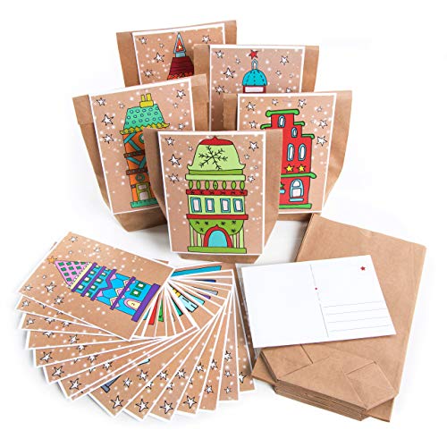 Logbuch-Verlag DIY Adventskalender Set 24 Geschenktüten Kraftpapier + 24 weihnachtliche Postkarten m. Zahlen 1-24 bunte Weihnachtspostkarten + Holzklammern basteln selbstmachen Logbuch-Verlag DIY Adventskalender Set 24 Geschenktüten Kraftpapier + 24 weihnachtliche Postkarten m. Zahlen 1-24 bunte Weihnachtspostkarten + Holzklammern basteln selbstmachen von Logbuch-Verlag