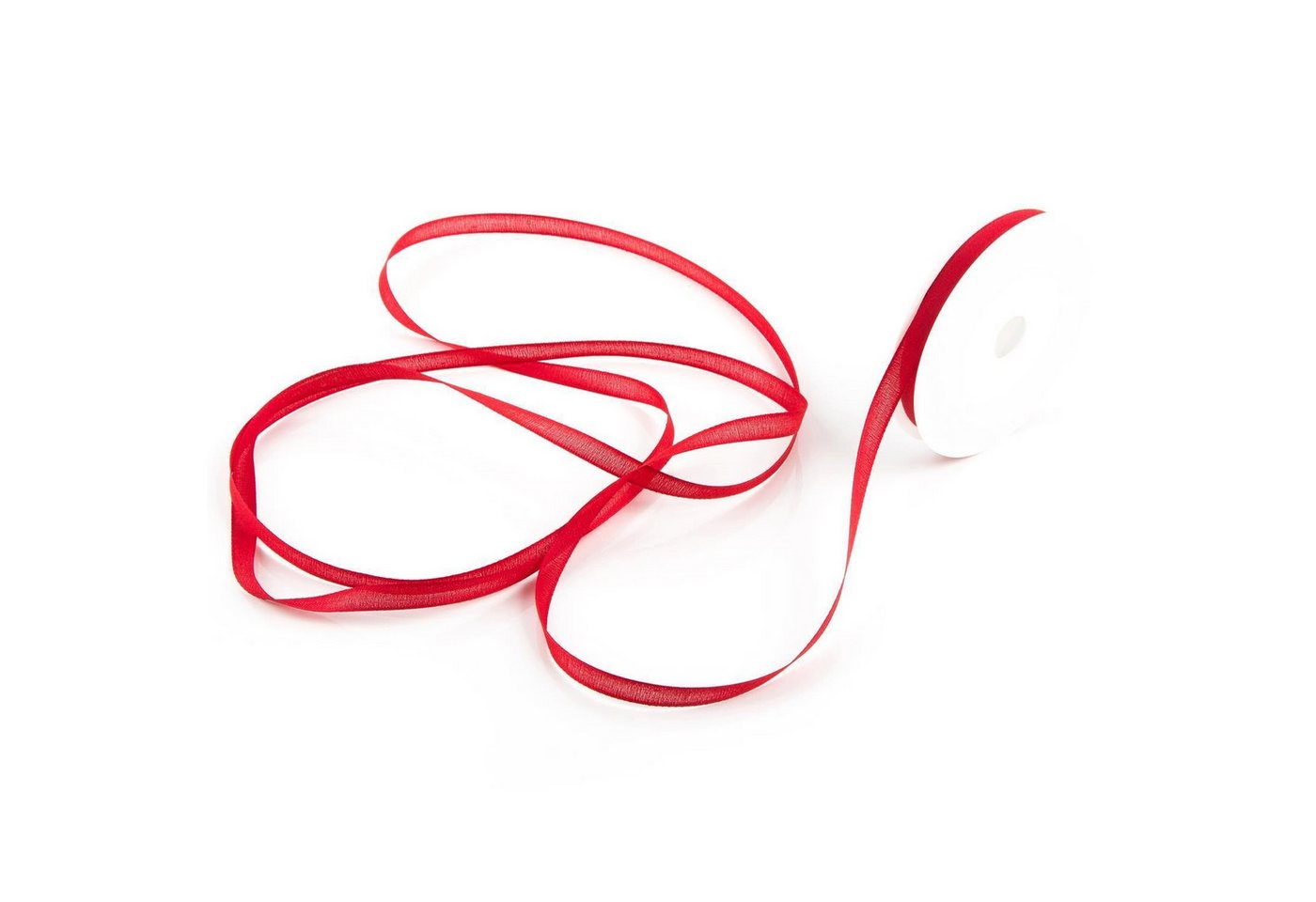 Logbuch-Verlag Dekofigur 1 Rolle rotes Band zum Nähen Basteln 1 cm x 25 Meter Bastelband - von Logbuch-Verlag