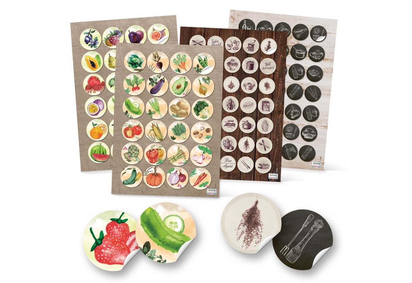Logbuch-Verlag Dekofigur 118 runde Aufkleber Küche Essen Obst Gemüse Früchte Ernährung von Logbuch-Verlag