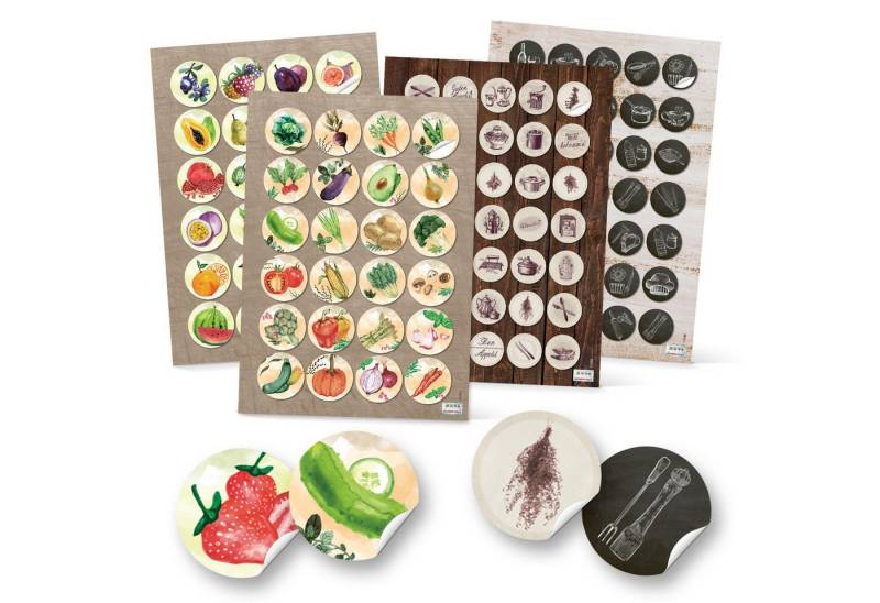 Logbuch-Verlag Dekofigur 118 runde Aufkleber Küche Essen Obst Gemüse Früchte Ernährung von Logbuch-Verlag
