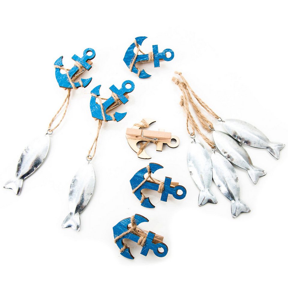 Logbuch-Verlag Dekofigur 12 Teile Set maritime Deko: 12 blaue Holz Anker Dekoklammern + 12 Logbuch-Verlag Dekofigur 12 Teile Set maritime Deko: 12 blaue Holz Anker Dekoklammern + 12 von Logbuch-Verlag