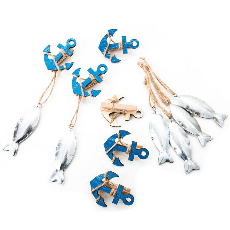 Logbuch-Verlag Dekofigur 12 Teile Set maritime Deko: 12 blaue Holz Anker Dekoklammern + 12 Logbuch-Verlag Dekofigur 12 Teile Set maritime Deko: 12 blaue Holz Anker Dekoklammern + 12 von Logbuch-Verlag