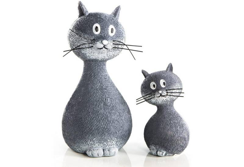 Logbuch-Verlag Dekofigur 2 Dekokatzen Figuren zum Hinstellen grau weiß 15 cm + 9 cm Logbuch-Verlag Dekofigur 2 Dekokatzen Figuren zum Hinstellen grau weiß 15 cm + 9 cm von Logbuch-Verlag