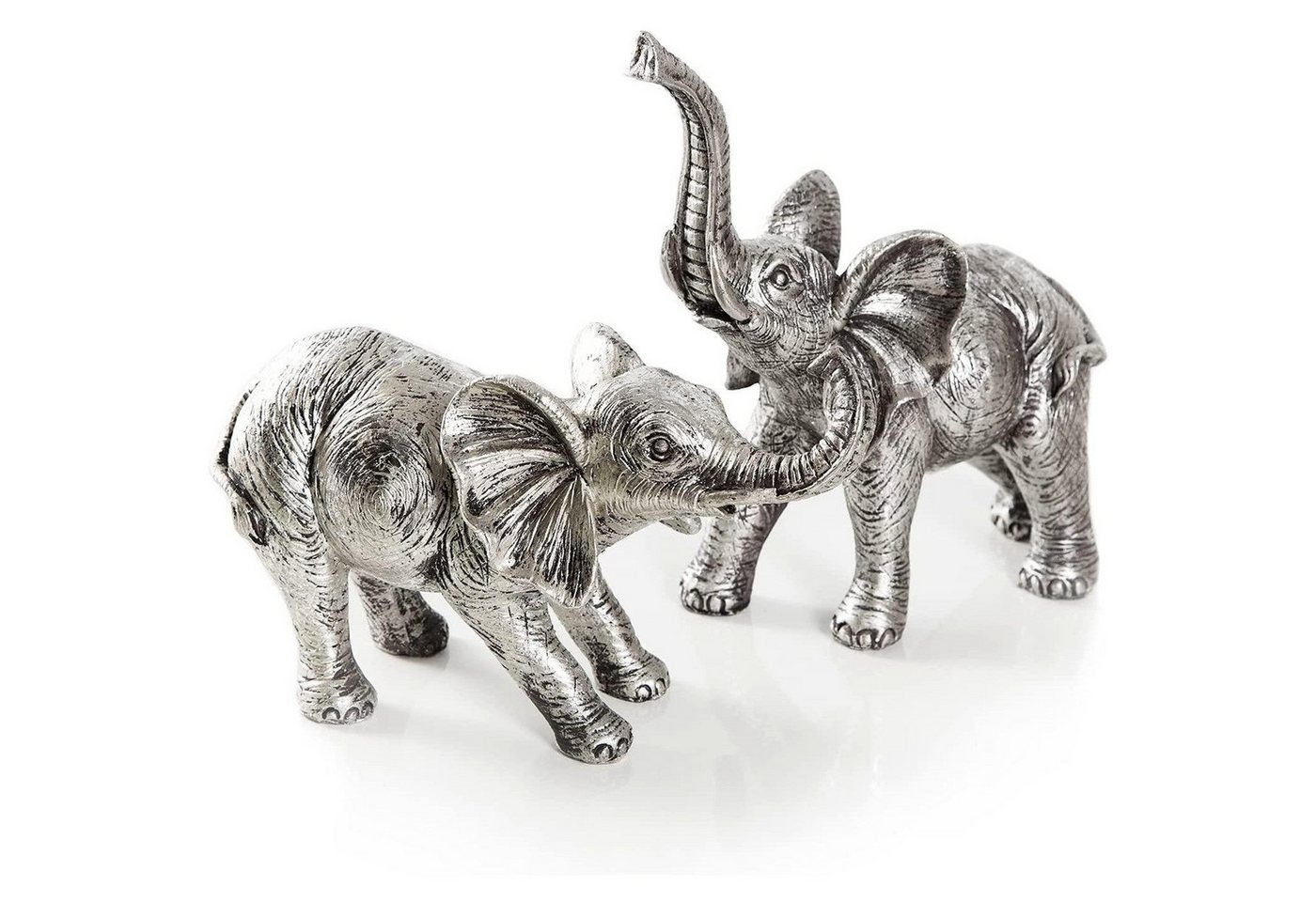 Logbuch-Verlag Dekofigur 2 Elefanten Figuren zum Hinstellen - silberfarben - 22,5 + 14 cm von Logbuch-Verlag
