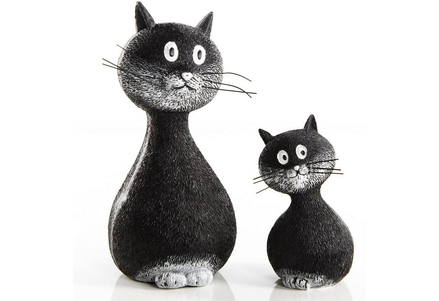 Logbuch-Verlag Dekofigur 2 Katzenfiguren schwarz weiß 15 cm + 9 cm - zum Hinstellen von Logbuch-Verlag
