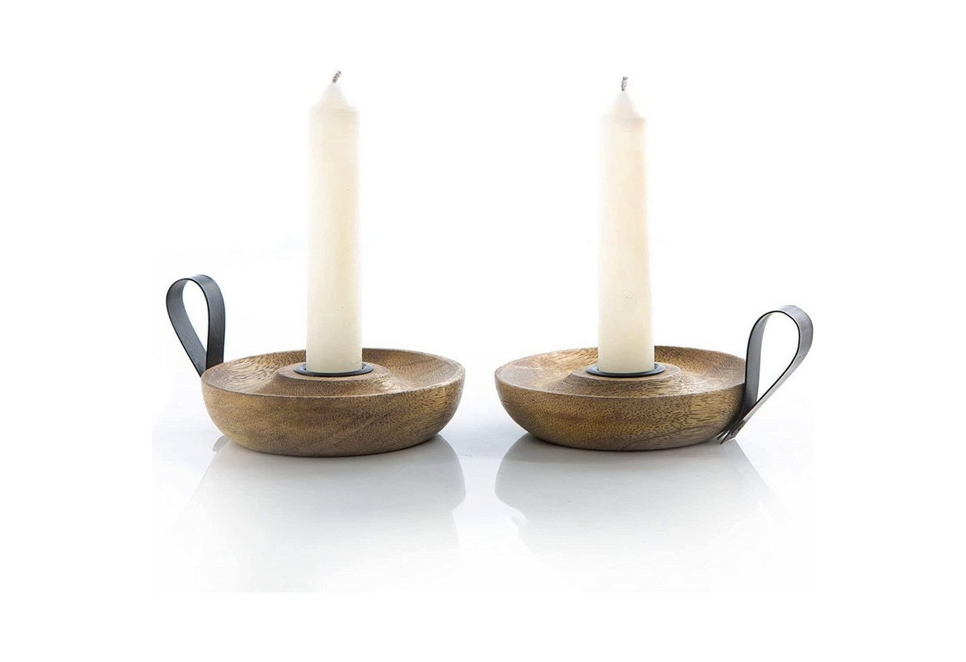 Logbuch-Verlag Dekofigur 2 Kerzenhalter mit Stabkerzen - Kerzenständer für Tischkerzen von Logbuch-Verlag