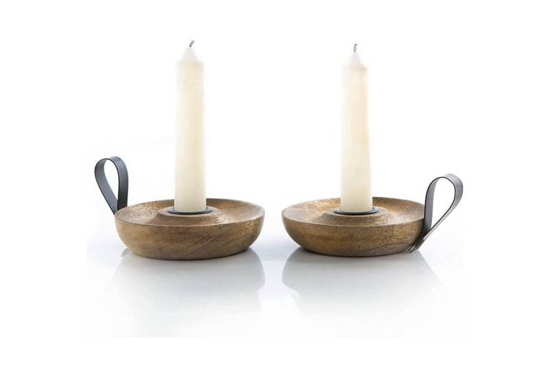 Logbuch-Verlag Dekofigur 2 Kerzenhalter mit Stabkerzen - Kerzenständer für Tischkerzen von Logbuch-Verlag