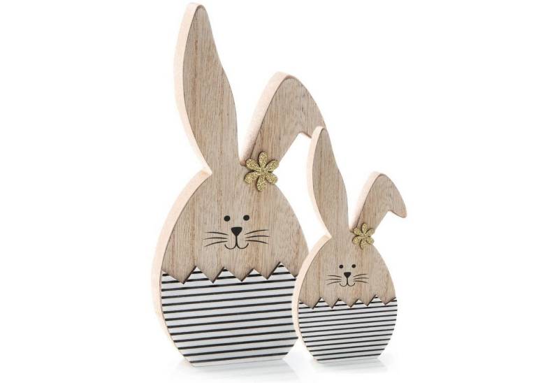 Logbuch-Verlag Dekofigur 2 Osterhasen aus Holz 14 cm + 20 cm Natur weiß schwarz gestreift Logbuch-Verlag Dekofigur 2 Osterhasen aus Holz 14 cm + 20 cm Natur weiß schwarz gestreift von Logbuch-Verlag