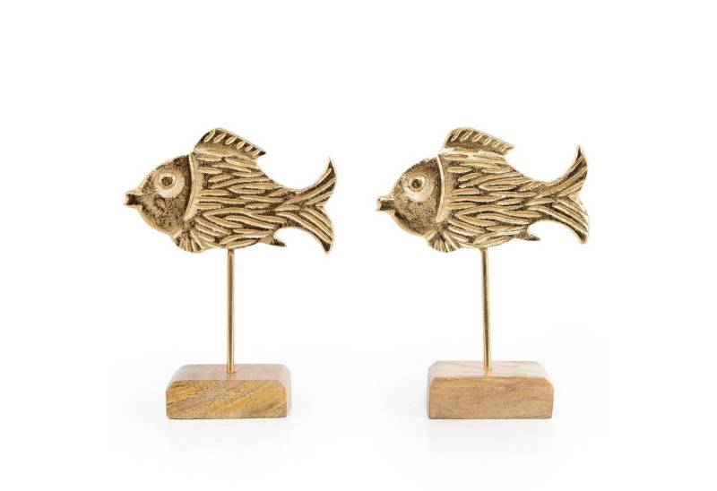 Logbuch-Verlag Dekofigur 2 edle Fische Figuren Maritime Deko Set Gold Metall 18 cm von Logbuch-Verlag