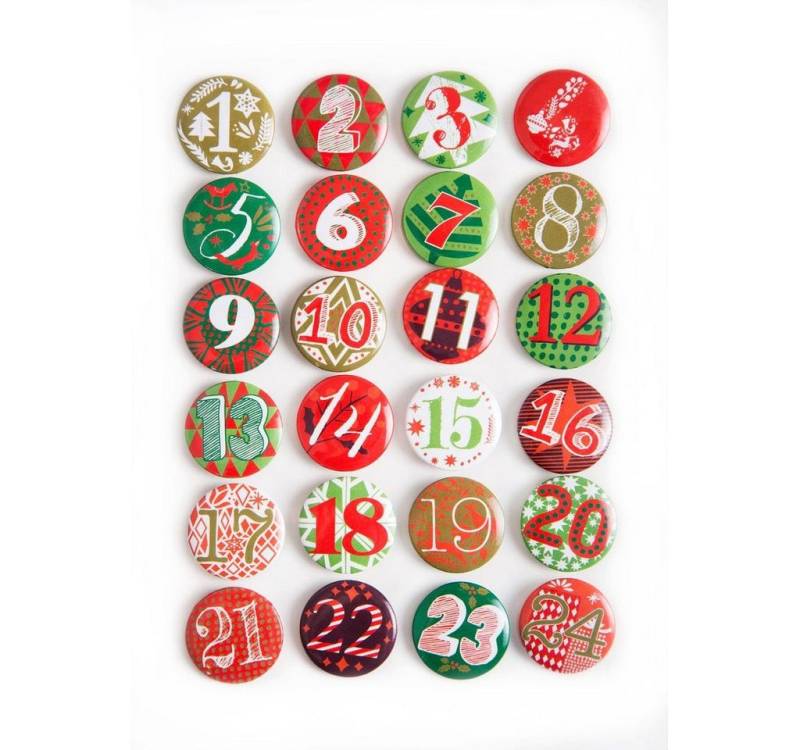 Logbuch-Verlag Dekofigur 24 Adventskalender Buttons aus Blech mit Zahlen 1 - 24 in Rot und Grün Logbuch-Verlag Dekofigur 24 Adventskalender Buttons aus Blech mit Zahlen 1 - 24 in Rot und Grün von Logbuch-Verlag