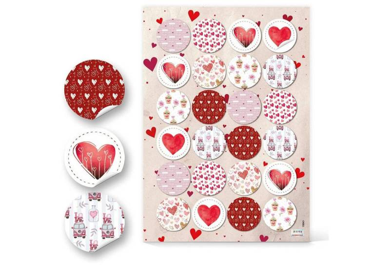Logbuch-Verlag Dekofigur 24 Geschenkaufkleber rot weiß rosa mit HERZ Liebe Freundschaft - Logbuch-Verlag Dekofigur 24 Geschenkaufkleber rot weiß rosa mit HERZ Liebe Freundschaft - von Logbuch-Verlag
