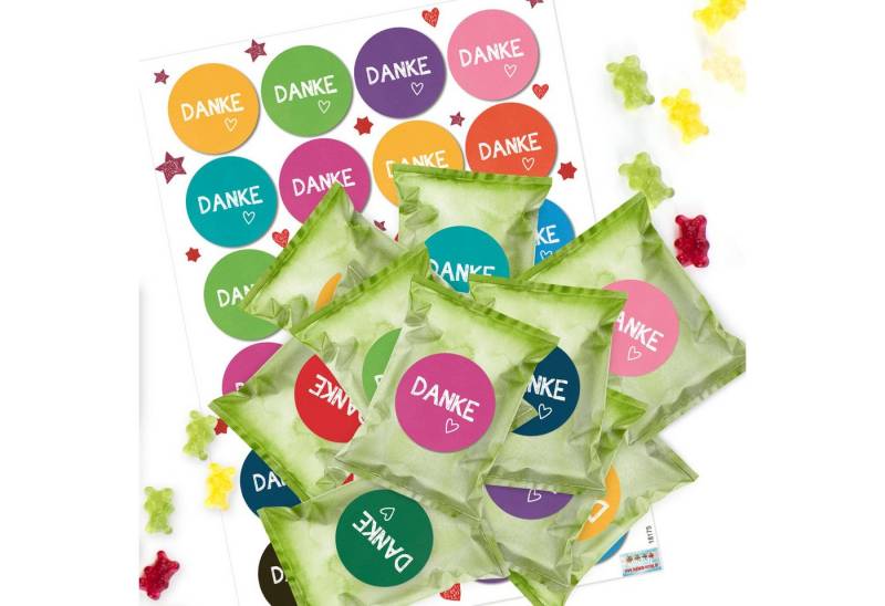 Logbuch-Verlag Dekofigur 24 kleine Give-Away Gummibärchen Tüten – befüllte Tütchen mit bunten von Logbuch-Verlag