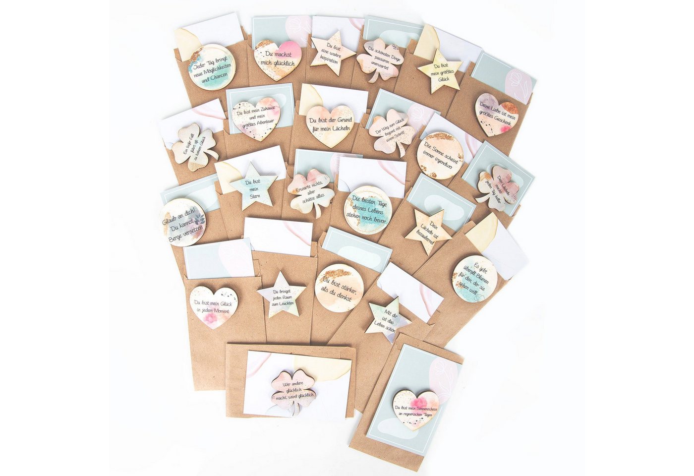 Logbuch-Verlag Dekofigur 24 kleine Glückssteine aus Holz mit Karte & Verpackung Mini Geschenke Logbuch-Verlag Dekofigur 24 kleine Glückssteine aus Holz mit Karte & Verpackung Mini Geschenke von Logbuch-Verlag