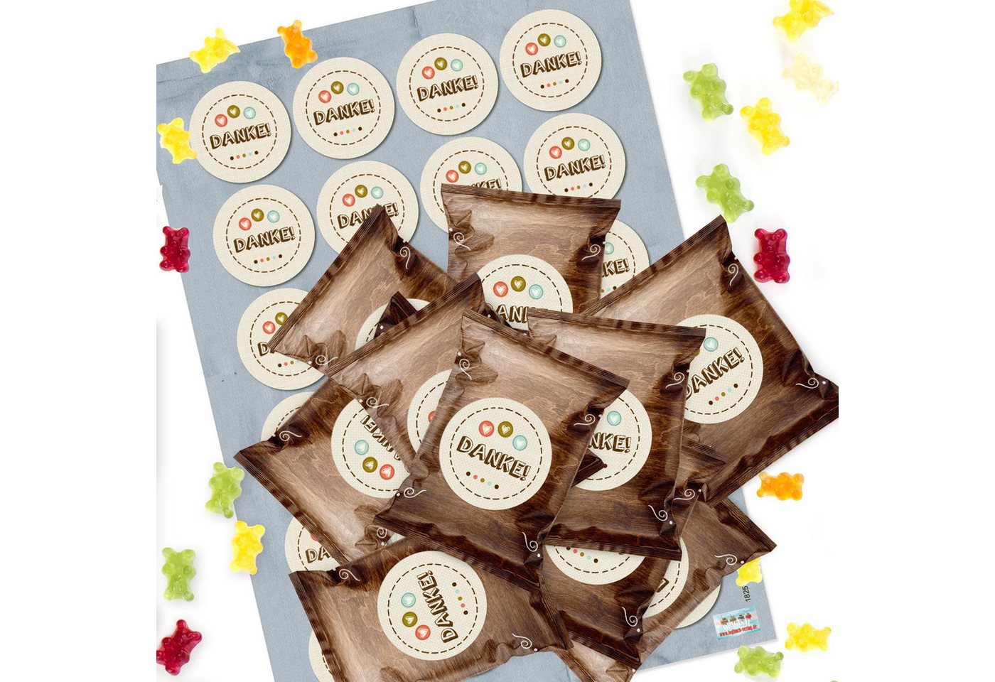 Logbuch-Verlag Dekofigur 24 kleine Gummibärchen Dankesgeschenke mit Aufkleber DANKE braun natur Logbuch-Verlag Dekofigur 24 kleine Gummibärchen Dankesgeschenke mit Aufkleber DANKE braun natur von Logbuch-Verlag