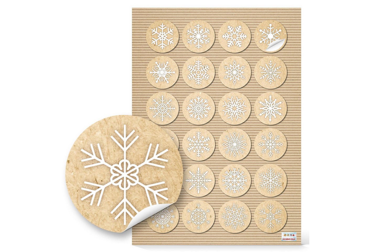 Logbuch-Verlag Dekofigur 24 kleine runde Schneeflocken Weihnachtsaufkleber beige natur Ø 4 cm Logbuch-Verlag Dekofigur 24 kleine runde Schneeflocken Weihnachtsaufkleber beige natur Ø 4 cm von Logbuch-Verlag